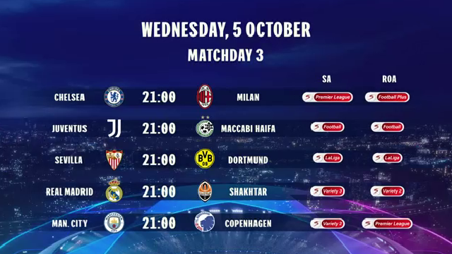 UEFA Champions League | Matchday 3 | Wednesday | SuperSport