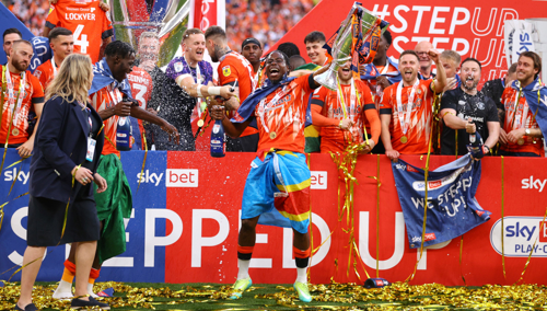 STEPPED UP: Luton promoted to Premier League after playoff win